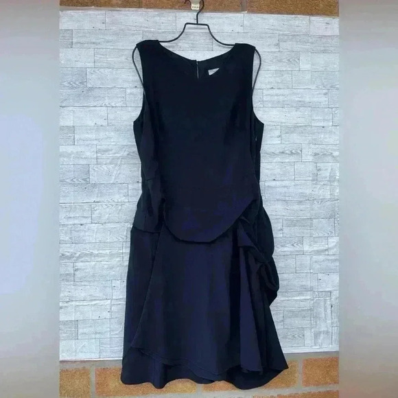 Morgane le fay navy blue silk chiffon dress size large - Picture 1 of 14